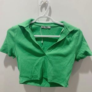 Zara cropped collared tee